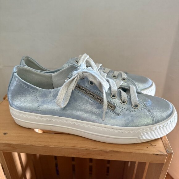 Paul Green Size 7 Womens Tamara Mineral Antic Bluish Gray Metallic Sneaker - Picture 4 of 16